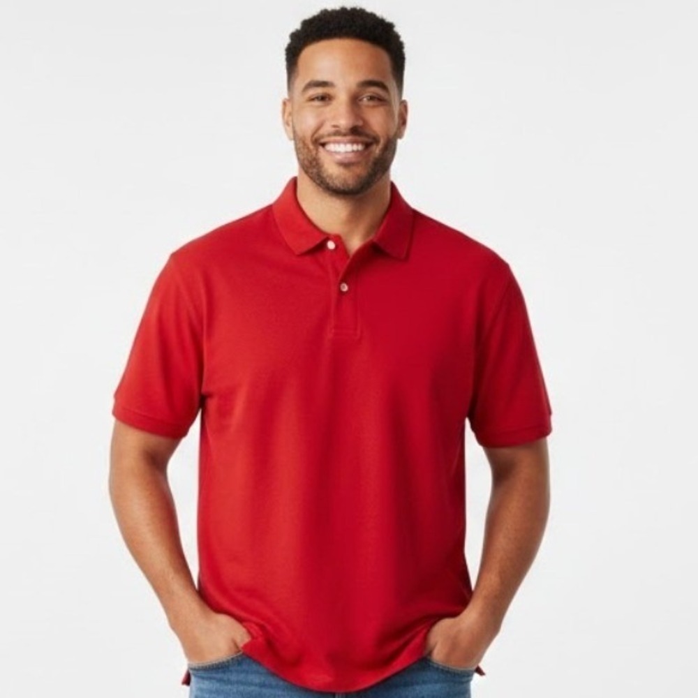 LL Bean Polo Shirt Mens XXL Tall‎ Red Cotton Pique Short Sleeve Preppy Golf